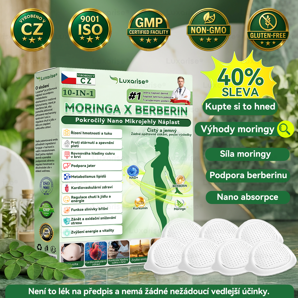 Oficiální obchod  |👩‍⚕️𝗟𝘂𝘅𝗮𝗿𝗶𝘀𝗲® MORINGA X BERBERIN  10-IN-1 Pokročilý Nano Mikrojehly Náplast(Jedna náplast denně, viditelné změny již za 7 dní) ✅ Pomáhá při obezitě, cukrovce, spánkové apnoe, problémech s klouby a dalších potížích💥